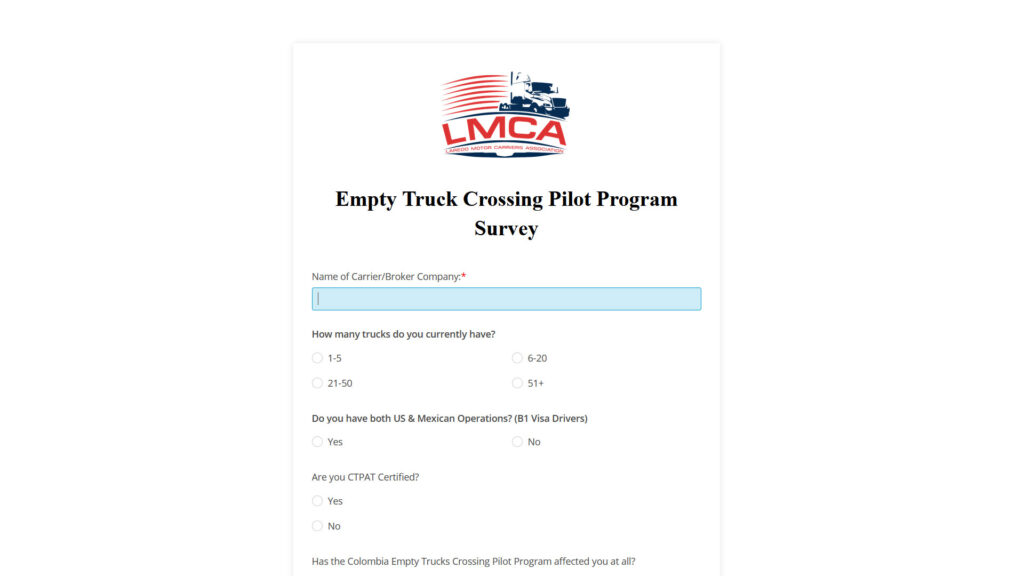 !Empty Truck Crossing Pilot Program Survey!