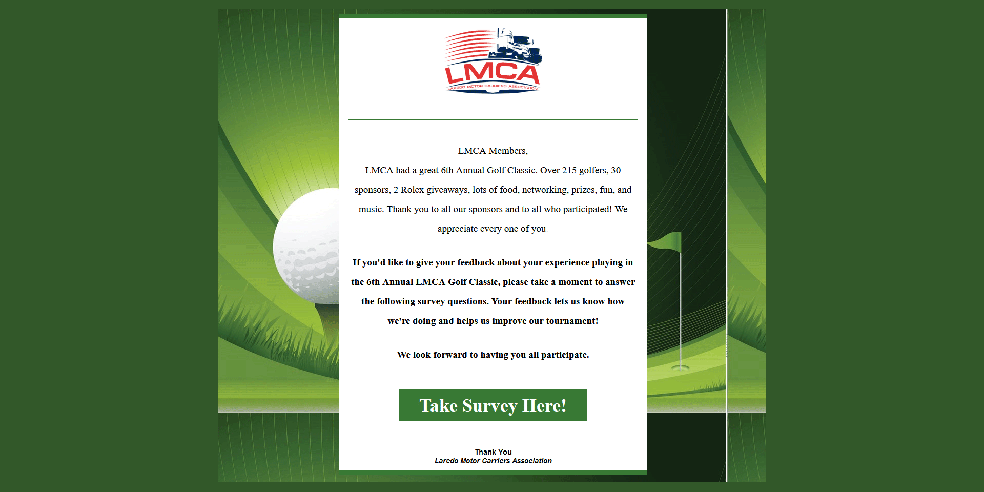 LMCA’s 6th Annual Golf Classic Survey!